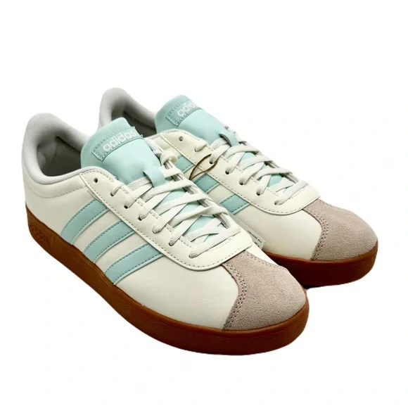 ADIDAS Women’s VL Court Base Cream and Light Blue Sneakers, Size 9 - Picture 2 of 13